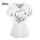 thumbnail image 1 of Mujeres Cuello V Enfermera Exfoliantes Uniformes Médicos Manga Corta Flor Impreso Bolsillo Tops Enfermería Camisas De Trabajo Ropa Femeninapangjing, 1 of 4