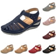 thumbnail image 3 of Modisza Women's Wedge Sandals Summer Closed Toe Arch Support Slip on Slides Ladies Hollow Out Ankle Strap Walking Flat Shoes Purple 9, 3 of 5