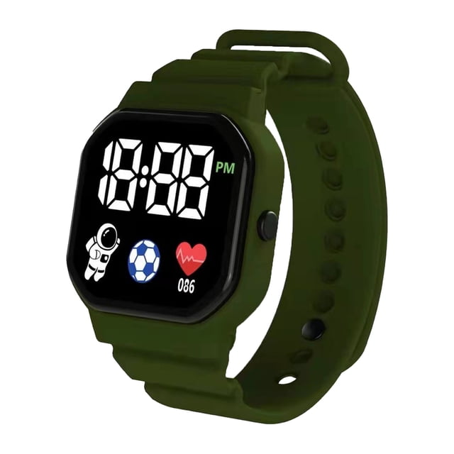 Flmtop C3-12 Electronic Watch Luminous Life Waterproof Square Dial LED Spaceman Sports Men Women Digital Watch for Student