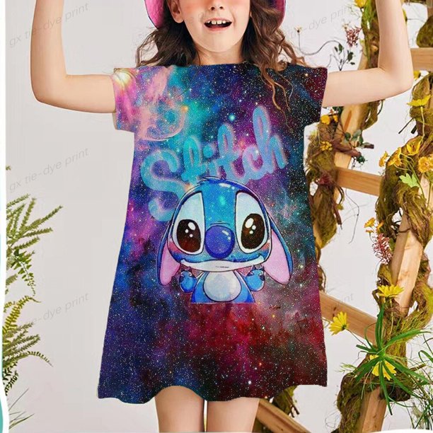 Bonito vestido de verano con estampado de punto de Disney para niñas, ropa de moda 2022, vestidos de princesa para niñas, vestidos bohemios para niños 7T Gao Jinjia LED
