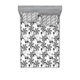 thumbnail image 2 of Ambesonne Floral Fitted Sheet & Pillow Sham Set, Monochrome Doodle Plants, Twin, Black White, 2 of 3
