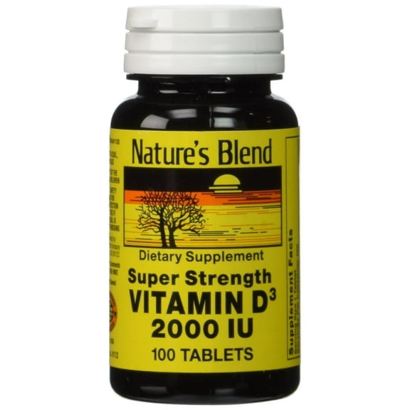 Nature's Blend Super Strength Vitamin D3 No Artificial Flavor 2000 Iu,100Ct