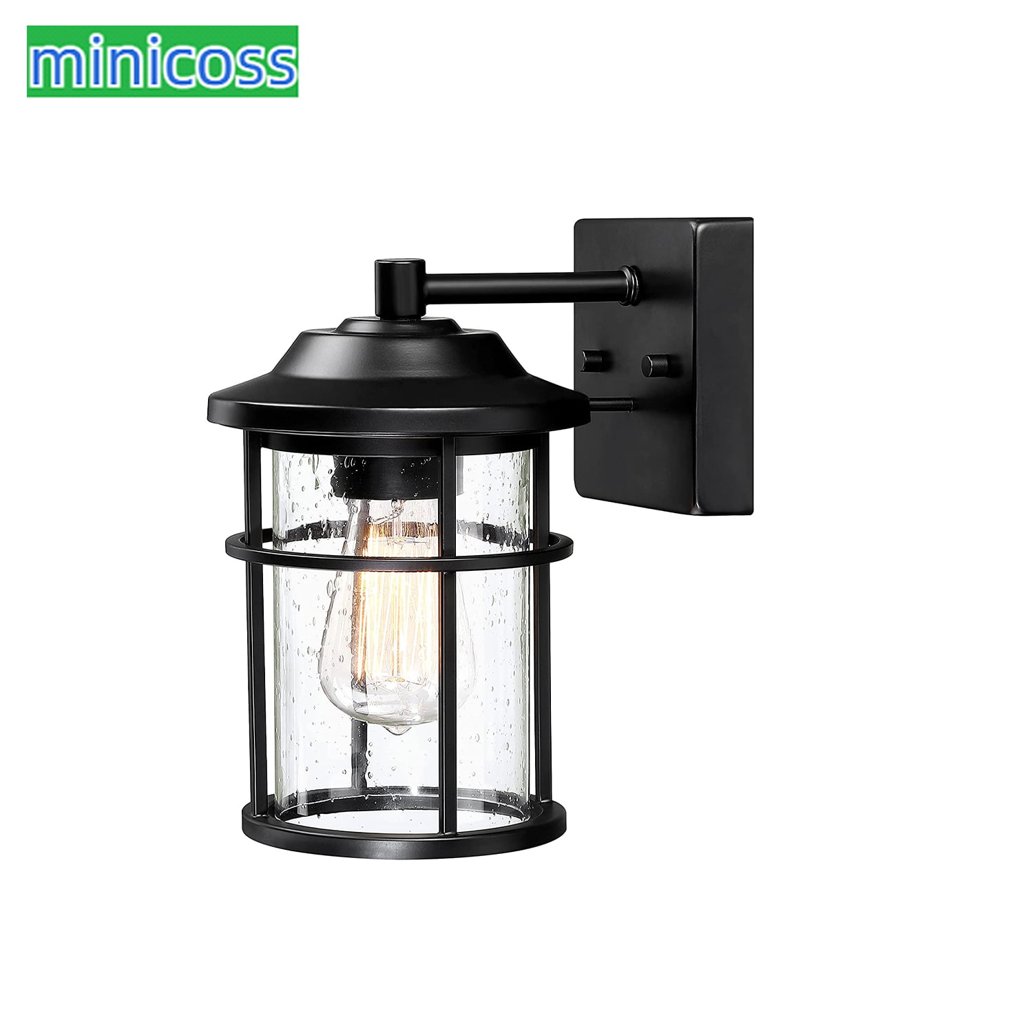 Outdoor Lights for House, Exterior Light Fixture, Waterproof Outdoor Wall  Sconce Lights, Anti-Rust Black Wall Mount Lighting with Seeded Glass Shade, E26  Socket Lantern for Outside, Front Porch, Patio