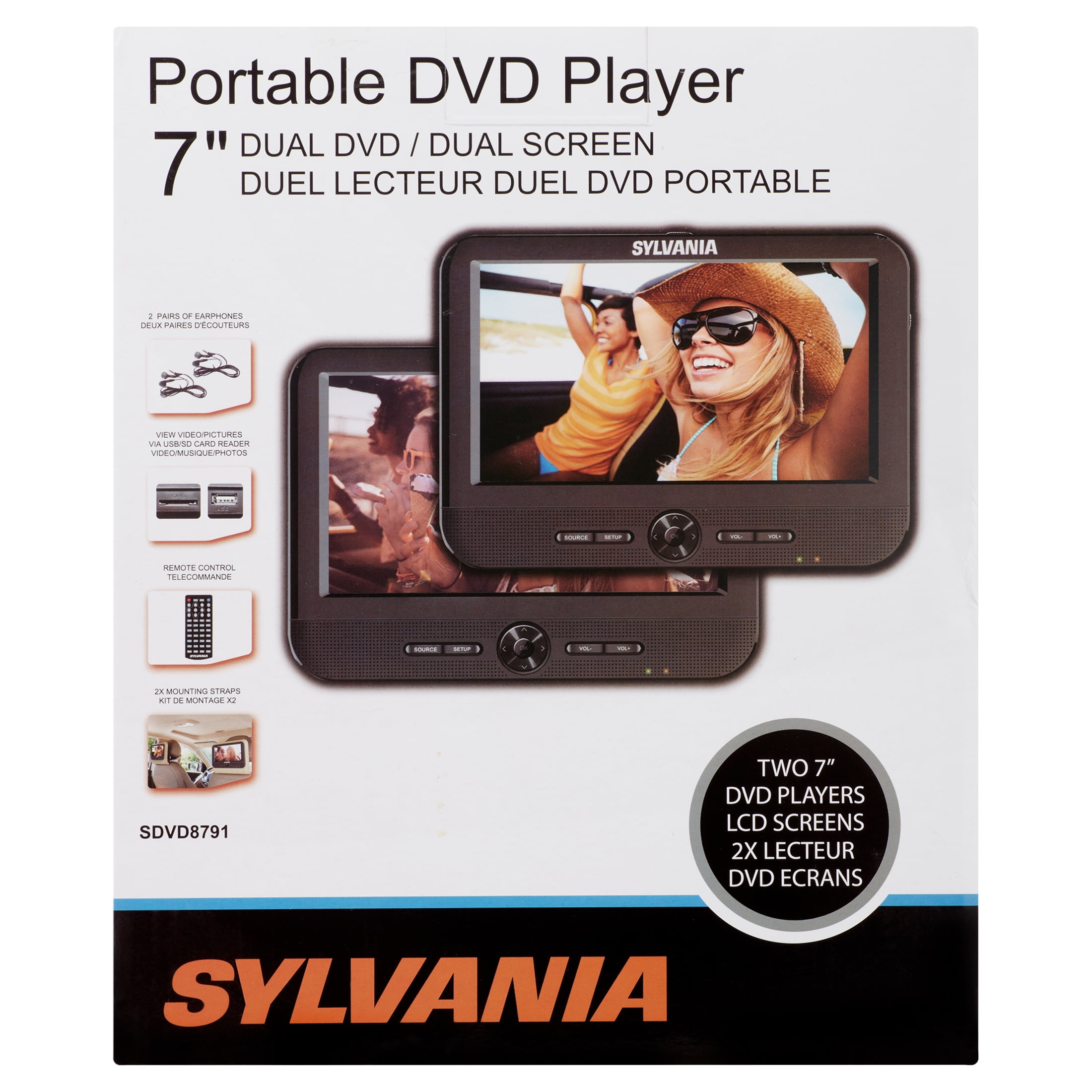 Sylvania 7" Dual Portable DVD Player with Players, SDVD8791 -