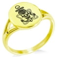 thumbnail image 1 of Stainless Steel Jolly Roger Pirate Skull Rope & Anchor Minimalist Oval Top Polished Statement Signet Ring, 1 of 1