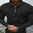 thumbnail image 2 of Solid Color Men‘s Fleece Sweatshirt with Half Zipper and Stand Collar, 2 of 3