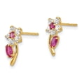 thumbnail image 2 of Real 14kt Yellow Gold Madi K Clear & Red CZ Flower Post Earrings; for Adults and Teens; for Women and Men, 2 of 3