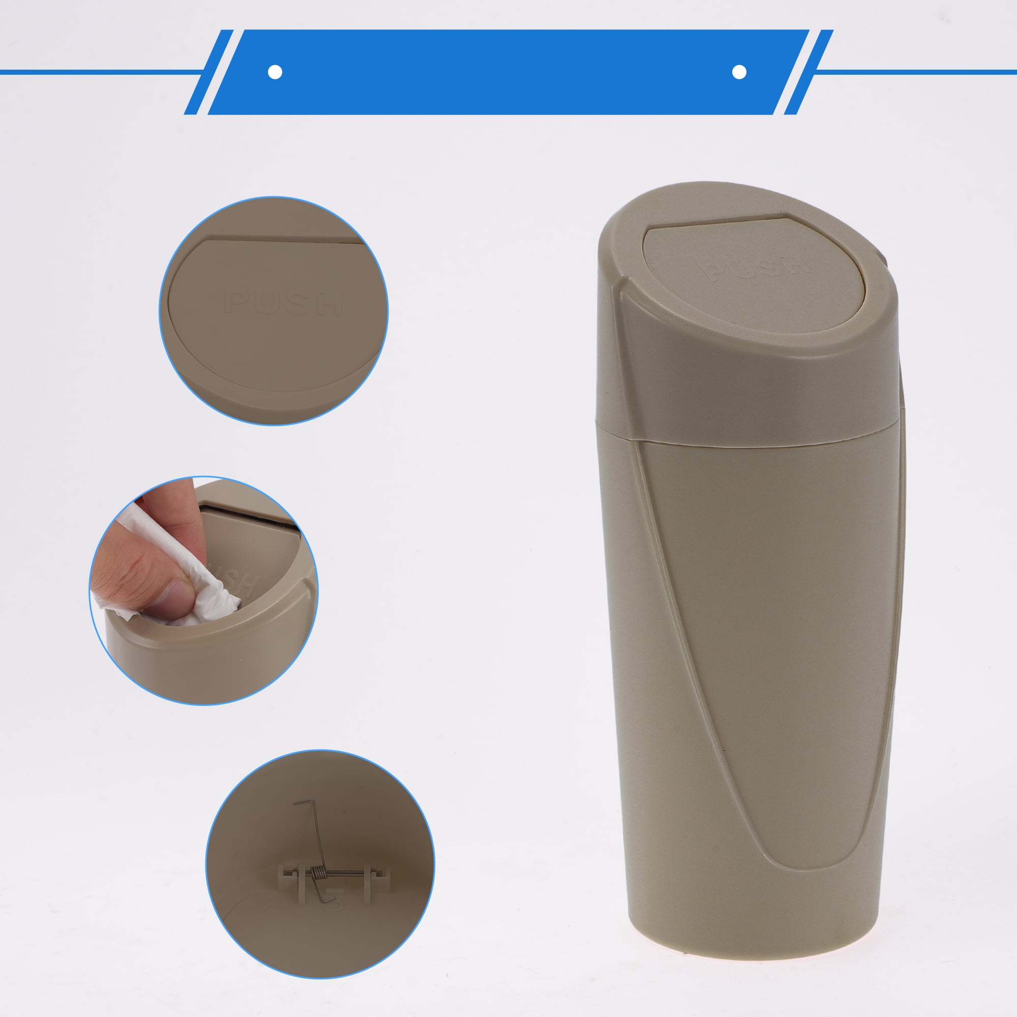 Unique Bargains 1 Pcs Car Trash Can 3.1x7.9in Bin Auto Portable ABS Cup Beige
