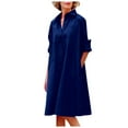 thumbnail image 1 of Vestido camisero largo con solapa y botones para mujer - Informal, color liso, primavera-verano, largo midi, 1 of 6