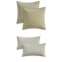 Unique Bargains 4 Pcs Comfy Chenille Pillow Covers 16" x 16" Beige/Light Green