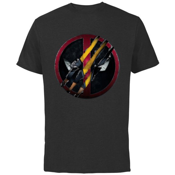Marvel Studios Deadpool & Wolverine Mask Claw-Slashed Icon - Short Sleeve Cotton T-Shirt for Adults - Customized-Black