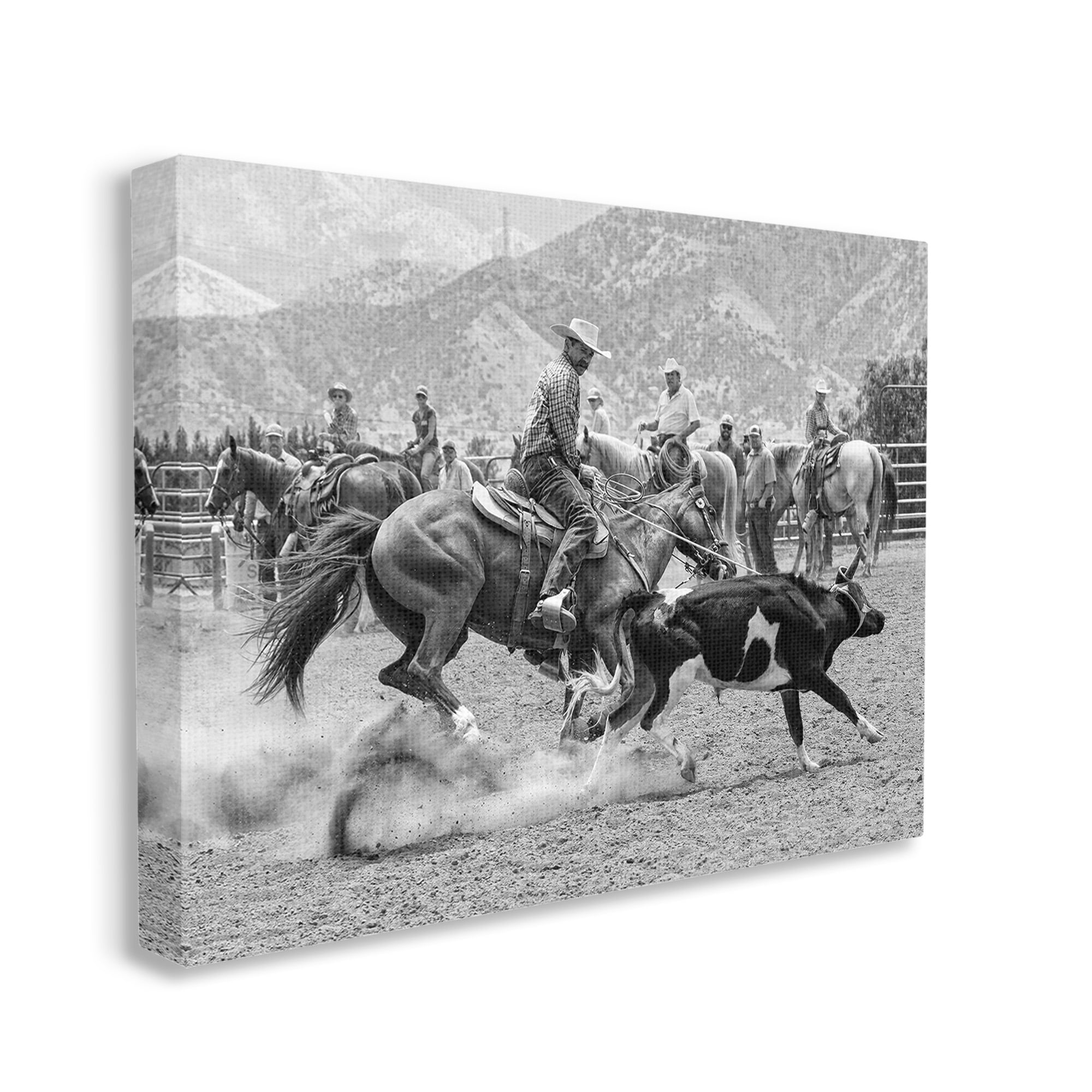 Stupell Industries Rodeo Cowboys with Cattle Animals & Insects Painting Gallery Wrapped Canvas Art Print Wall Art, 40 x 30