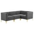 thumbnail image 2 of Modway Triumph Channel Tufted Performance Velvet 4-Piece Sectional Sofa in Gray, 2 of 10