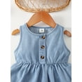 thumbnail image 5 of Toddler Baby Girls Denim Dress 18 Months Girls Dress 24 Months Girls Sleeveless Round Neckline Solid Color Dress with Bag Blue, 5 of 8