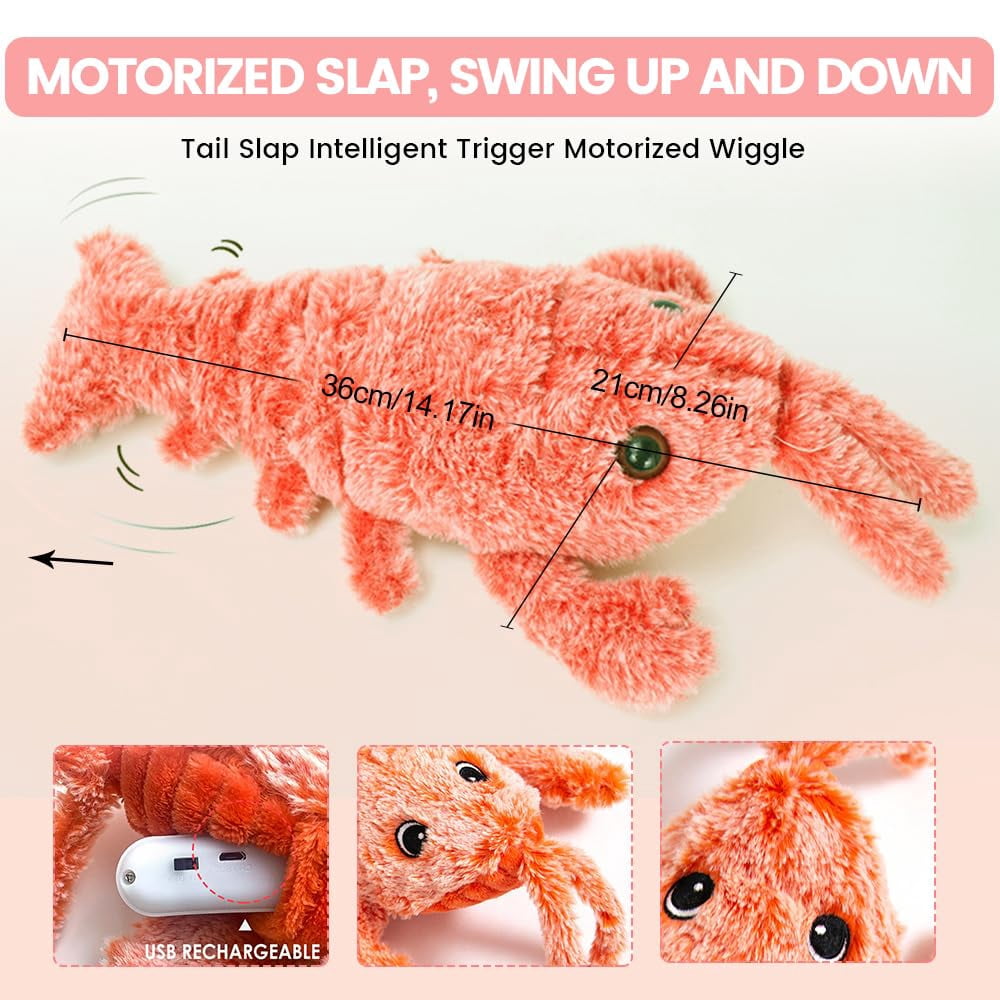 Floppy Lobster Interactive Dog Toy, 2025 Upgrade Calming Dog Toys for Small Dogs Puppy Toys for Chewing Teething, Funny Moving Dog Toys That Make Noise Chew Toys Plush Pet Toys