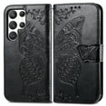 thumbnail image 7 of Allytech Samsung Galaxy S23 Ultra Flip Wallet Case, Luxury PU Leather [Butterfly & Flower Embossed] Magnetic Clasp Stand Case Built-in Card Slots & Cash Pocket, Shockproof Wrist Strap Case, Black, 7 of 7
