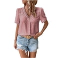 thumbnail image 2 of Xuyuer Lace Patchwork V-Neck Short Sleeve Tee - Women's Solid Color Casual Fashion Top, Affordable and Versatile for Daily Commute, Weekend Gatherings, and Skin-Friendly Comfortable Wear, 2 of 8