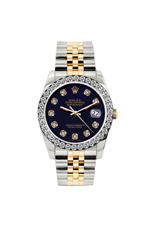 Pre-Owned Rolex Datejust 26mm Purple Dial Two-Tone Bracelet Watch With Diamond Bezel (Aftermarket)