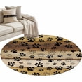 thumbnail image 2 of Round Area Rug 3 Ft, Cute Dog Claws Washable Non-Slip Circle Carpet for Living Room/Bedroom, Farmhouse Brown Wooden Grain Puppy Pawprints Low-Profile Small Floor Mats Collection Rugs for Indoor, 2 of 7