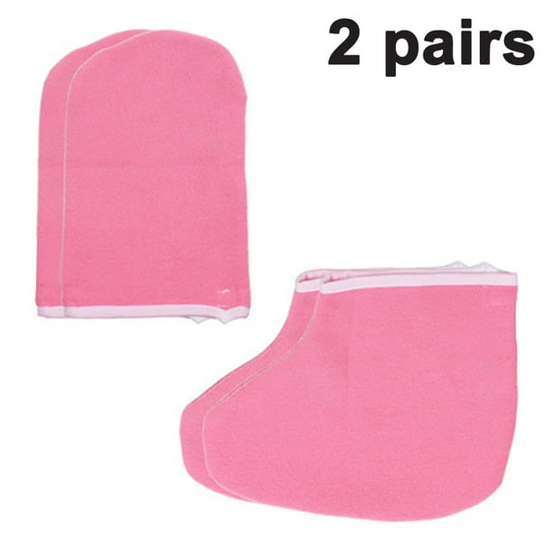 Guantes y funda para pies para baño de cera de parafina, guantes de trabajo humectantes, funda para spa de pies, kit de tratamiento de manos, guantes aislantes para calentar cera de parafina