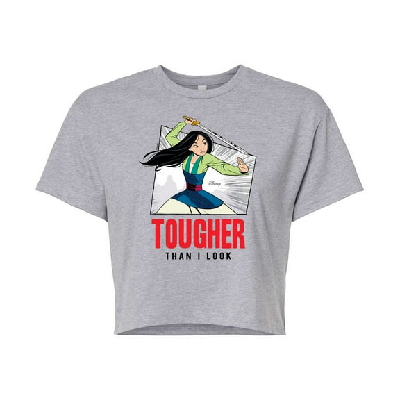 Disney Mulan - Tougher Than I Look - Juniors Cropped Cotton Blend T-Shirt