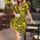 thumbnail image 3 of Fotbe Yellow Butterflies Vestido Largo de Moda para Mujer, Vestido Tipo Camiseta con Manga Corta y Estilo Casual a Rayas y Bloques de Color, 3 of 6