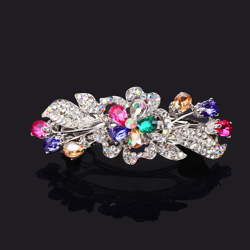 New Korean Colorful Crystal Butterfly Spring Hairpin Zircon Alloy Top Clip Horizontal Clip Elegant Women's Fashion Hair Jewelry