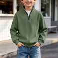 thumbnail image 2 of Nwiuh Boys Quarter Zip Pullover Long Sleeve Cotton Shirts Oversized Sweatshirts Kids Preppy Clothes Teens (Army Green, 5-6 Years), 2 of 6