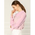 thumbnail image 2 of Allegra K Blusas Con Adornos De Volantes Elegantes Manga Larga Inserto De Gasa Para Mujeres Rosa M Unique Bargains Blusa, 2 of 6