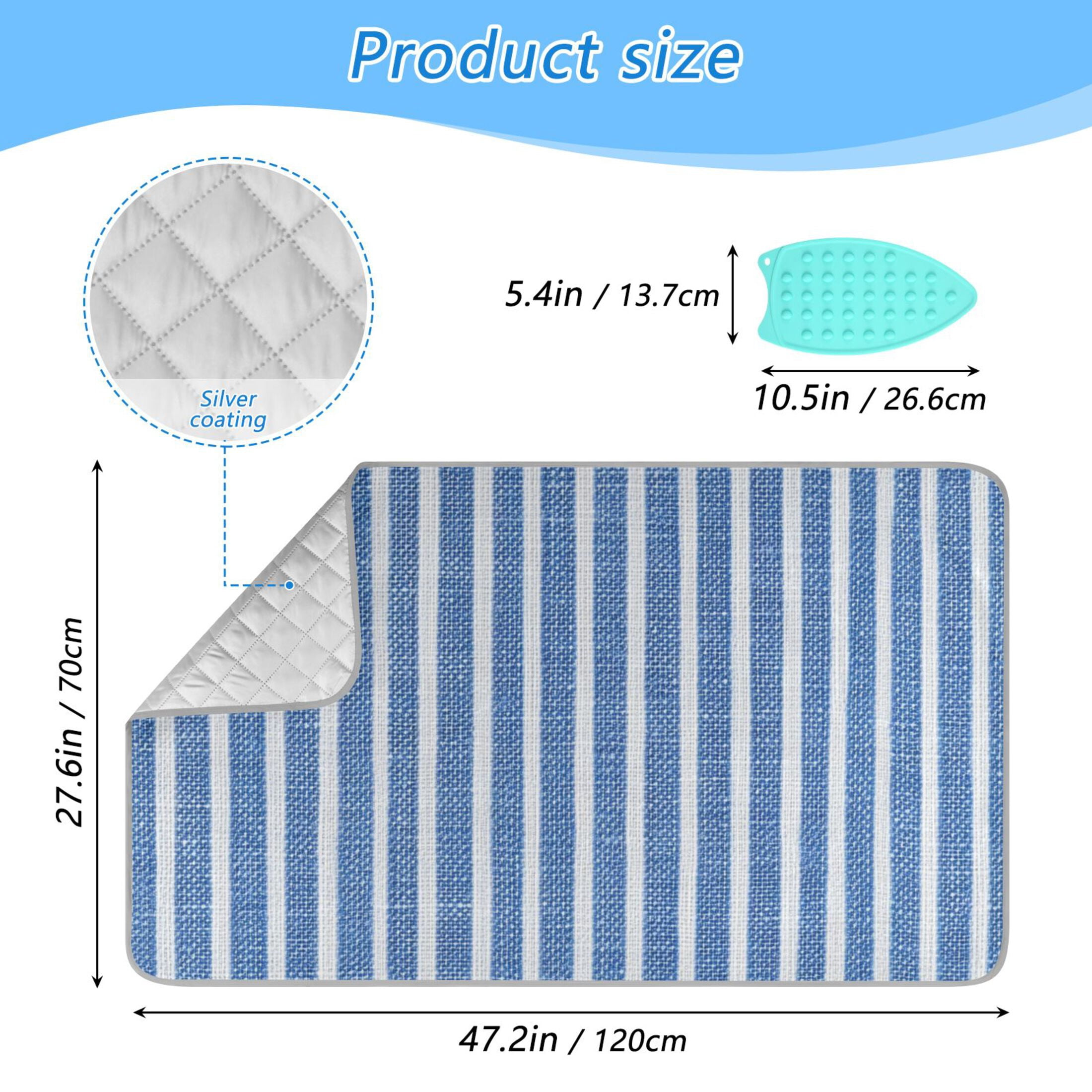 Blue and White Shirt Fabric Stripes Ironing Mat Blanket Portable Travel Ironing Pad Heat Resistant Pad 47.2" x 27.6”