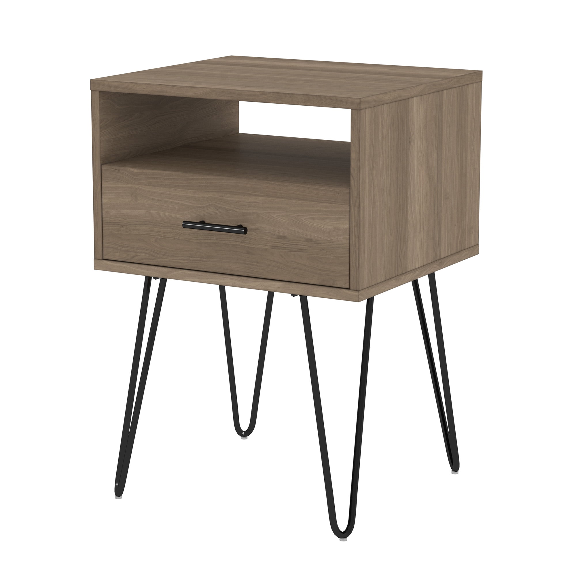 Walker Edison Mid Century Modern Hairpin Leg Nightstand, Slate Grey