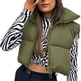 thumbnail image 3 of MSJUHEG Winter Coats For Women Cardigan For Women Ladies Casual Short Drawstring Adjustable Cotton Vest Jacket Cardigan Sweaters For Women Army Green M, 3 of 5