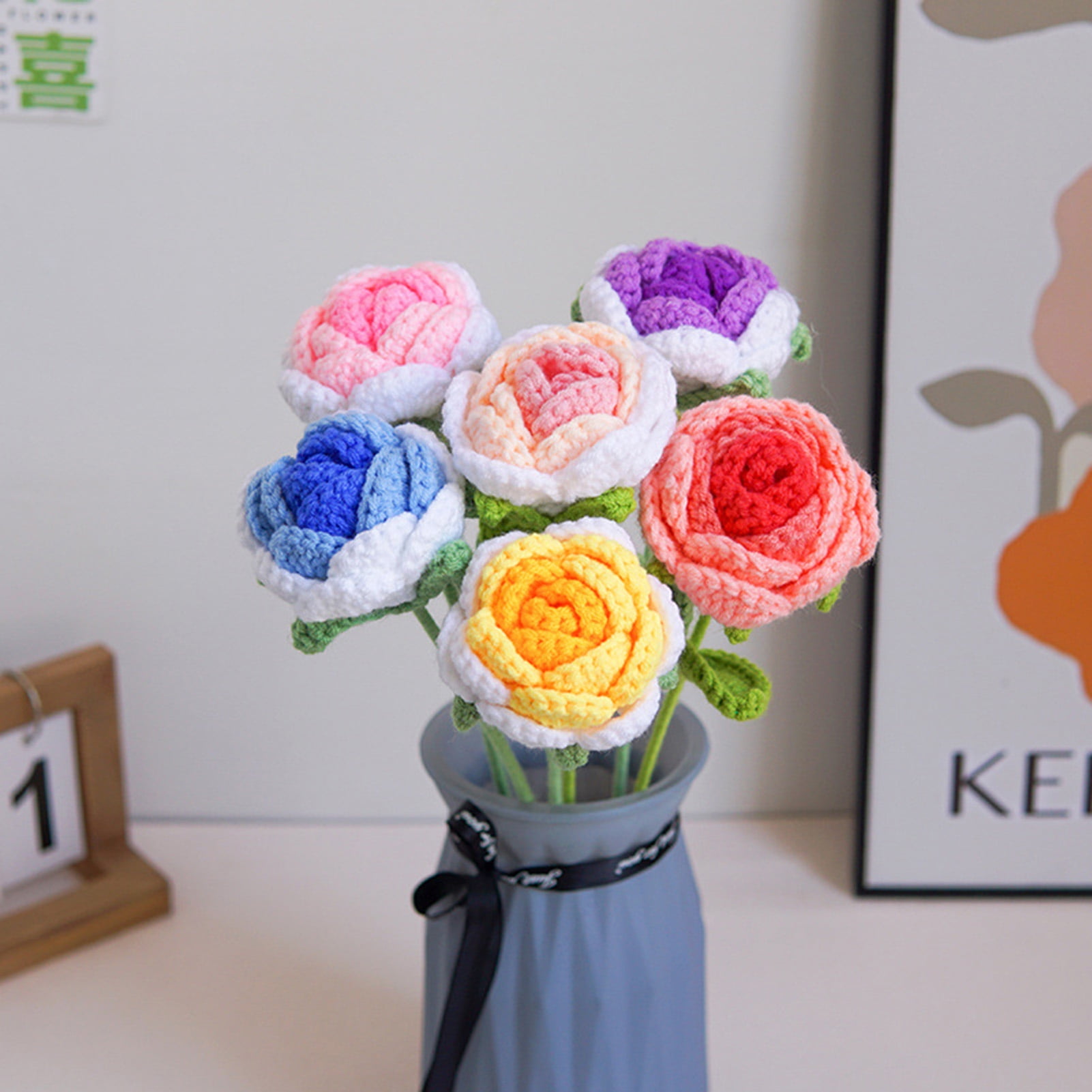Oiur Braided Rose Handmade Crochet Flower Beautiful Long-lasting