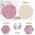 thumbnail image 7 of 6 Pcs Drink Coasters with Holder 3.94in Woven Coasters for Drinks Small Colors Shapes Coaster Set for Protection Table, 7 of 7