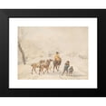 thumbnail image 2 of Wilhelm von Kobell 24x19 Black Modern Framed Museum Art Print Titled - Postilion on Horse in a Winter Landscape (ca. 1798), 2 of 5