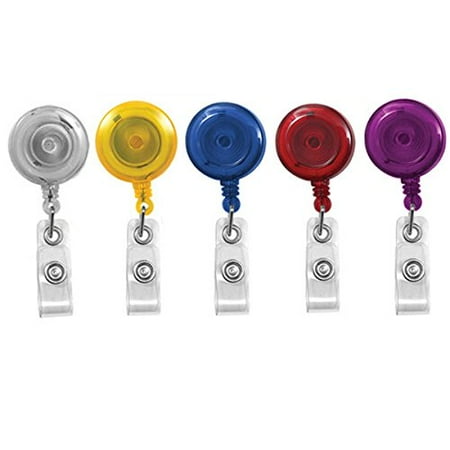 Translucent Retractable ID Badge Reels with Belt Clip Assortment - 5 Pack by Specialist ID