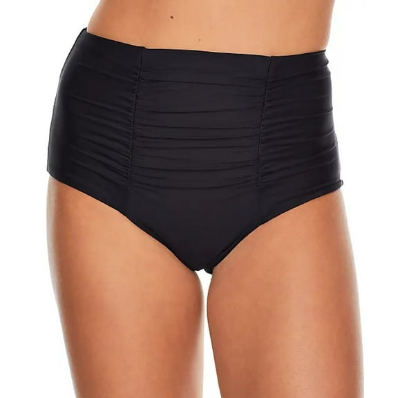 Becca by Rebecca Virtue BLACK Vintage High-Waist Bikini Swim Bottom, US Small