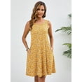 thumbnail image 5 of Chiclily Summer Sleeveless Dress Casual Beach Cover up Tank Sundress with Pockets, Yellow White Flower S, 5 of 6