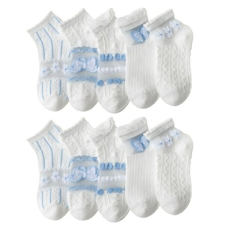 

huanledash 5 Pairs Stretchy Non-Slip Bottoms Quick Drying Women Socks Sweet Embroidery Floral Bow Splicing Glass Silk Short Socks Female Accessories