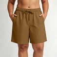 thumbnail image 2 of Plus Size Plus Size Women's Solid Drawstring Casual High Waist Elastic Waist Summer Shorts With Side Pockets | CSEONE,Brown 4XL, 2 of 9