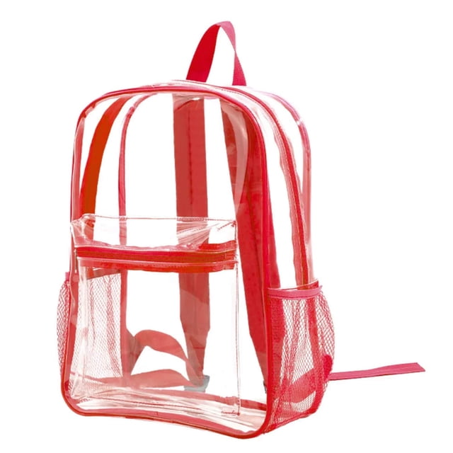 Morral transparente MR. GADGETS con Detalles en Rojo para Hombre Mujer Niños escolares Multiusos