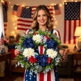 thumbnail image 6 of Virelaxpo Independence Day Wreath Red White Blue Simulated Flowers Home Decor Front Door Wall Fireplace Patriotic 4th of July Holiday, 6 of 6