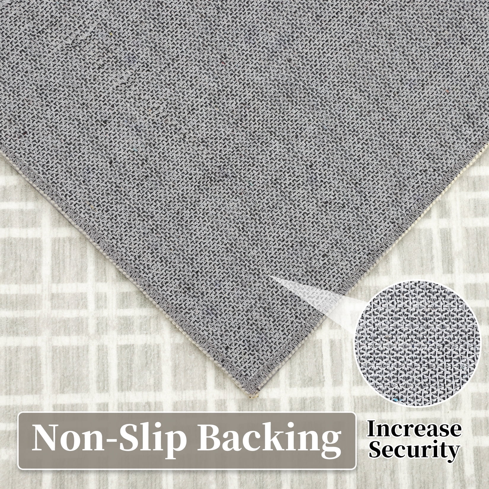 HOMERRY Area Rugs 8' x 10' Area Rug for Living Room Modern Plaid Washable Bedroom Non-Slip Carpet for Home Decor, Light Gray
