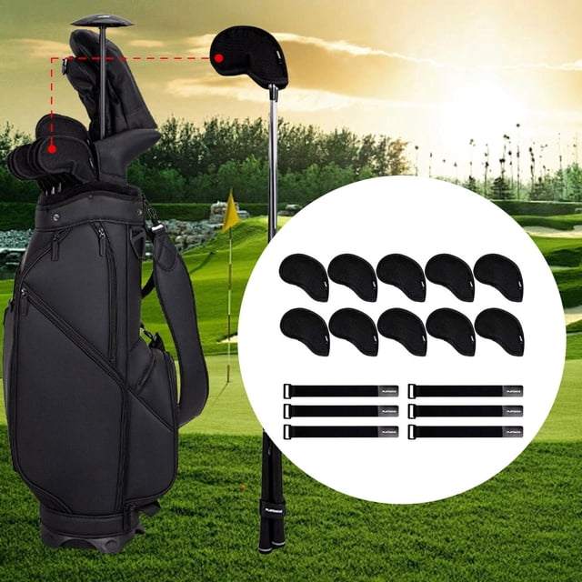 10 piezas Golf Golf Iron Club Cubiertas de la cabeza del golf Golf Hombres Mujeres Suministros de entrenamiento ligero Protección de manga protectora