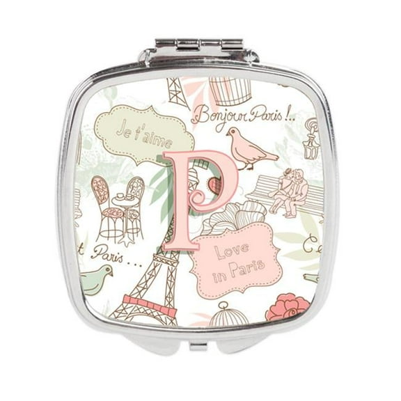 Carolines Treasures Letter P Love in Paris Pink Compact Mirror - Pink