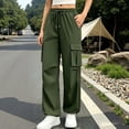 thumbnail image 6 of Hvogkswy Cargo Pants Women Drawstring Elastic Waist Jogger Cargo Pants Loose Straight Lightweight Comfy Hiking Pants with Multi Pockets, 6 of 7