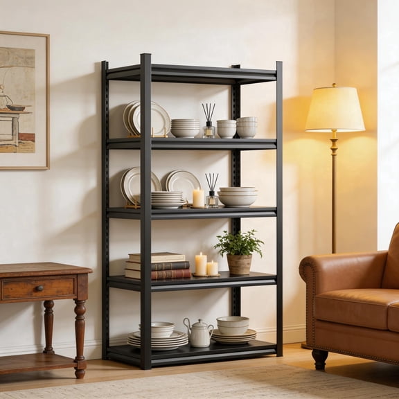 40" Garage Shelving, Metal Shelves for Storage, 3000lbs Standing Shelves, Heavy Duty Shelving with Adjustable Shelf for Garage Kitchen Warehouse Pantry Basement (72×40×18in-5 Tier)