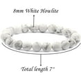 thumbnail image 2 of Natural White Howlite Gemstone 8mm Round Beads Stretch Bracelet 7" Unisex, 2 of 6