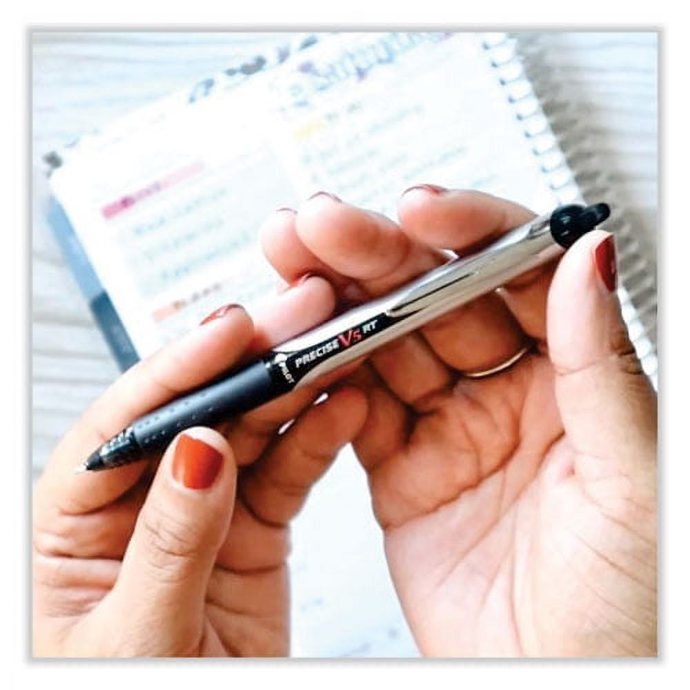 Precise V5RT Roller Ball Pen Retractable, Extra-Fine 0.5 mm, Black Ink, Black Barrel, 30/Pack