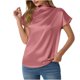 thumbnail image 1 of Camisetas de Manga Corta de Cuello Alto para Mujeres Moda Casual Primavera Cuello Redondo Medio Cuello Alto Hombro Izquierdo Plisado Superior, 1 of 6